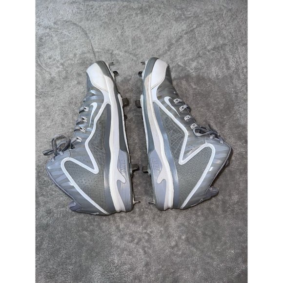 NIKE Swingman MVP 2 Mid Metal Baseball Cleats Gray/White 616258-011 Size 12 - Picture 6 of 12